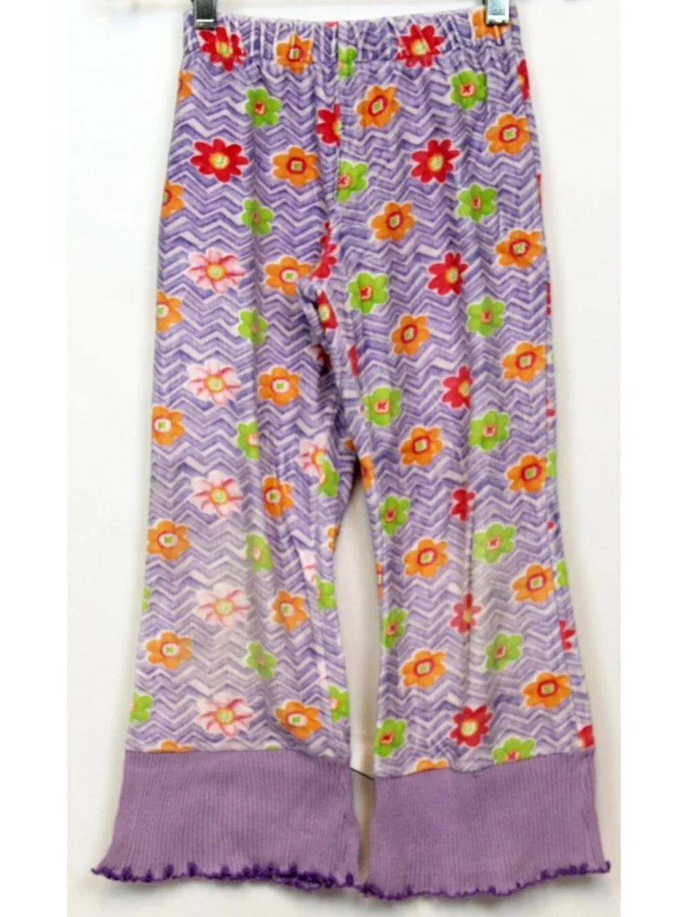 Mis Tee V-Us 2pc Outfit 6x/7 Purple Flower Y2K Hippie Boho Flower Velour Ruffle
